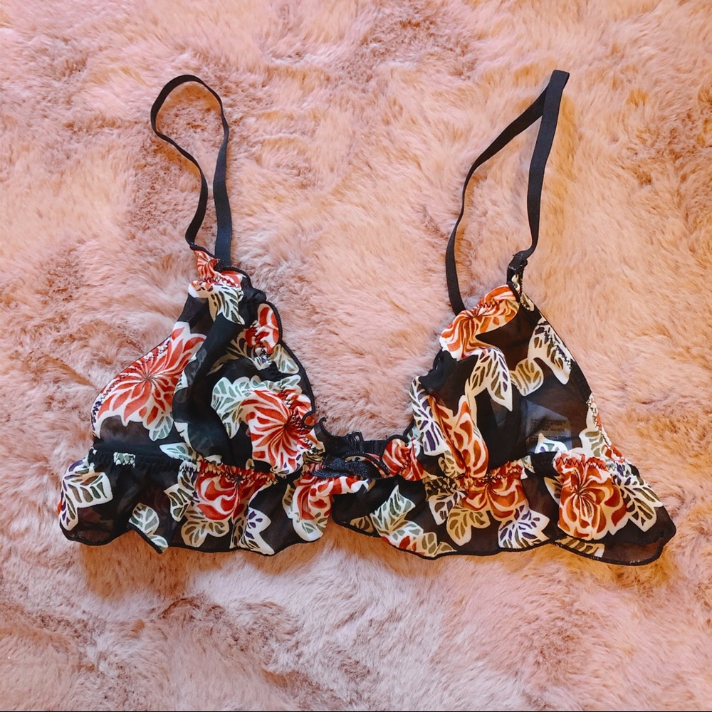 Black and Floral Bralette (Size S)